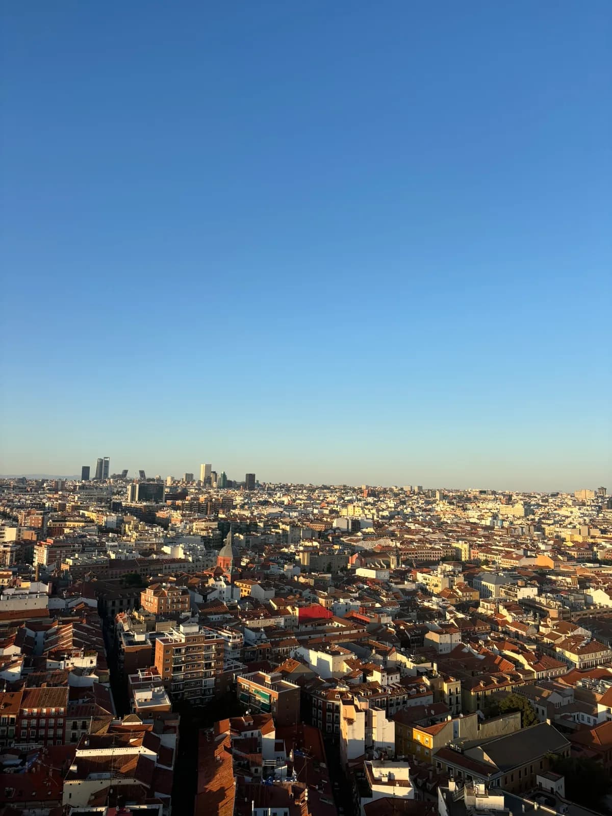 Uitzicht over de daken en skyline van Madrid
